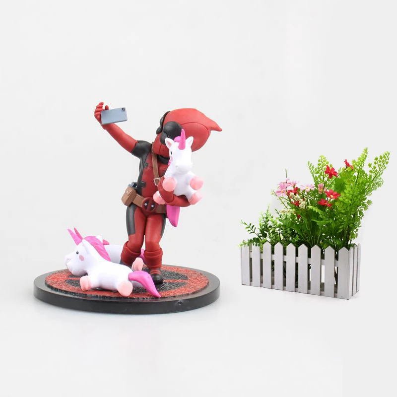 

X Men Super Hero Deadpool Funny Unicorn Selfie Painted Figure Unicornselfie PVC Action Figure Collection Model Kids Toys Gift
