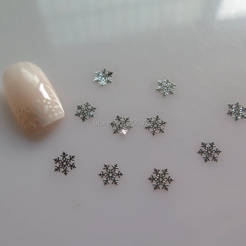 MS337-1 100 шт серебряный милый снежинка металлическая наклейка Металлизированное украшение для ногтей Наклейка для дизайна ногтей не клейкая наклейка