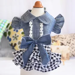 New Dog Cat Dress T-Shirt Jean Plaid Dress Pet Puppy Strap Skirt Spring/Summer Clothes Apparel New Dog Cat Dress T-Shirt Jean Plaid Dress Pet Puppy Strap Skirt Spring/Summer Clothes Apparel