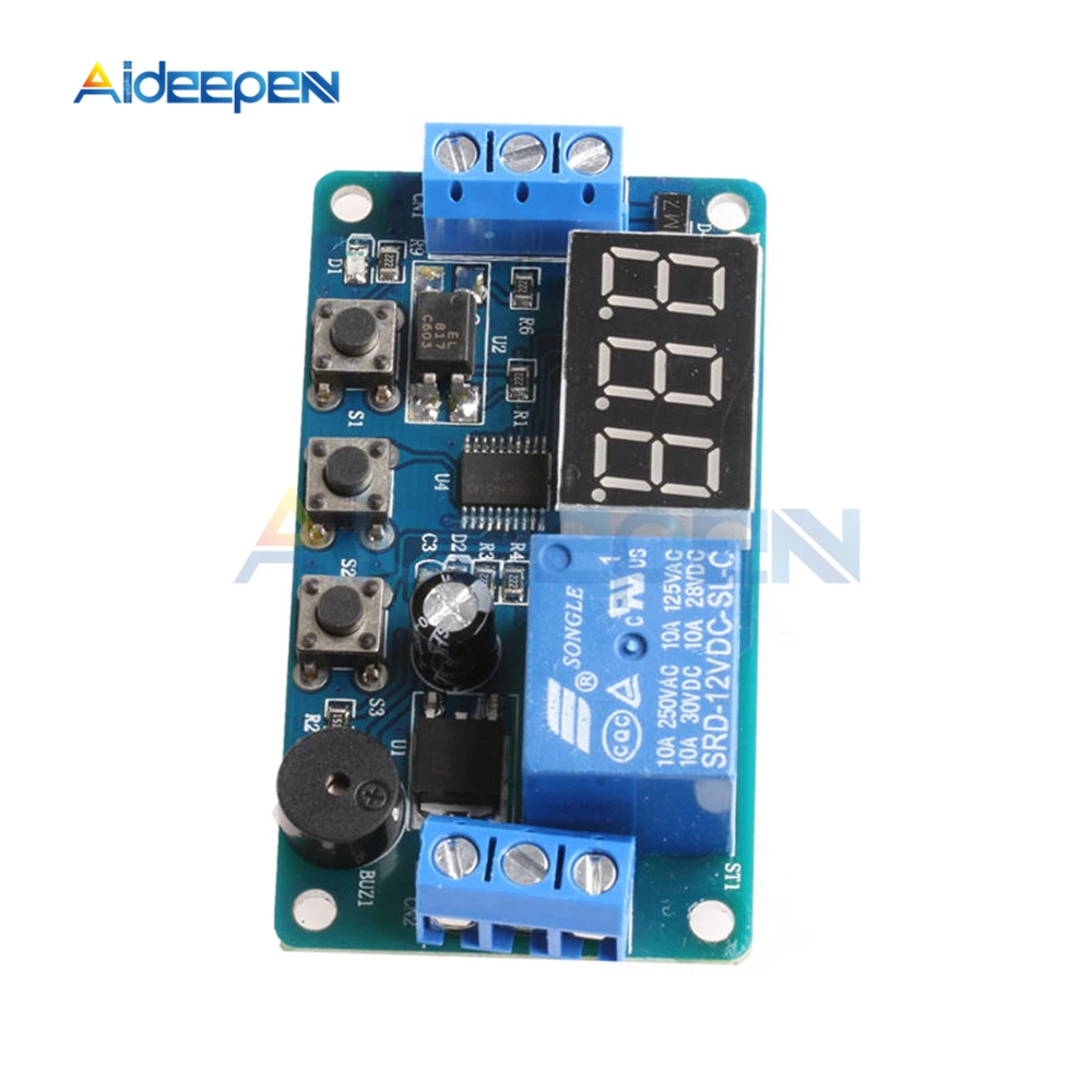 DC 12V Цифровой светодиодный дисплей реле времени задержки модуль управления