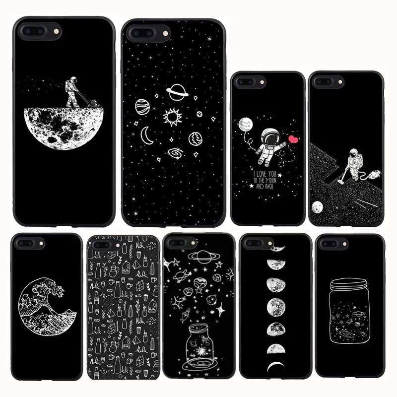 Мода планета космоса чехол для iPhone 7 8 плюс мультфильм Луна Звезда принципиально