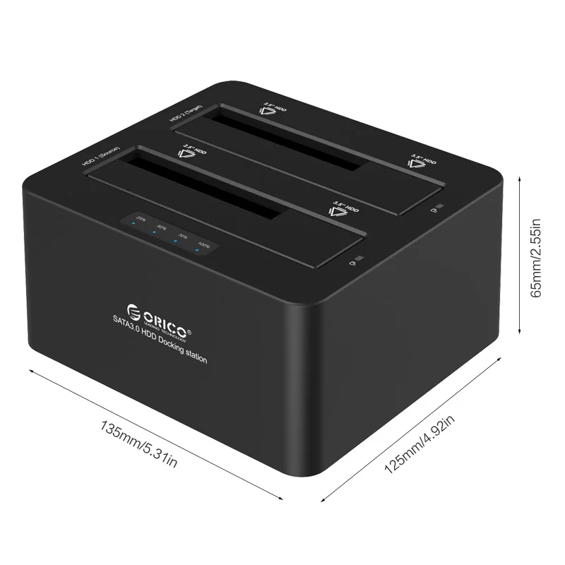  Orico 6629S3 Dual-bay Docking Station 25 35 USB3.0 disco duro externo para SATA3.0 HDD Clone de pro
