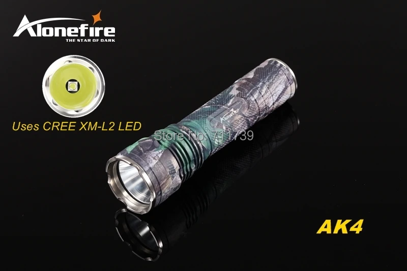 AloneFire AK4 CREE XM-L2 светодиодный 5 Режим HA III военный камуфляж класс Жесткий анодированный легкий фонарик факел для 18650 батареи