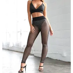 2019 Модные женские сетчатые зауженные длинные брюки с высокой талией, узкие эластичные брюки, леггинсы, сексуальные бикини, сетчатая