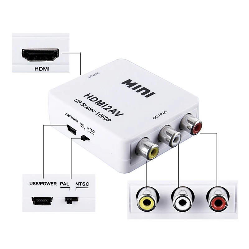 Мини 1080 P HDMI к Аудио Видео AV RCA адаптер CVBS конвертер для HDTV DOM668