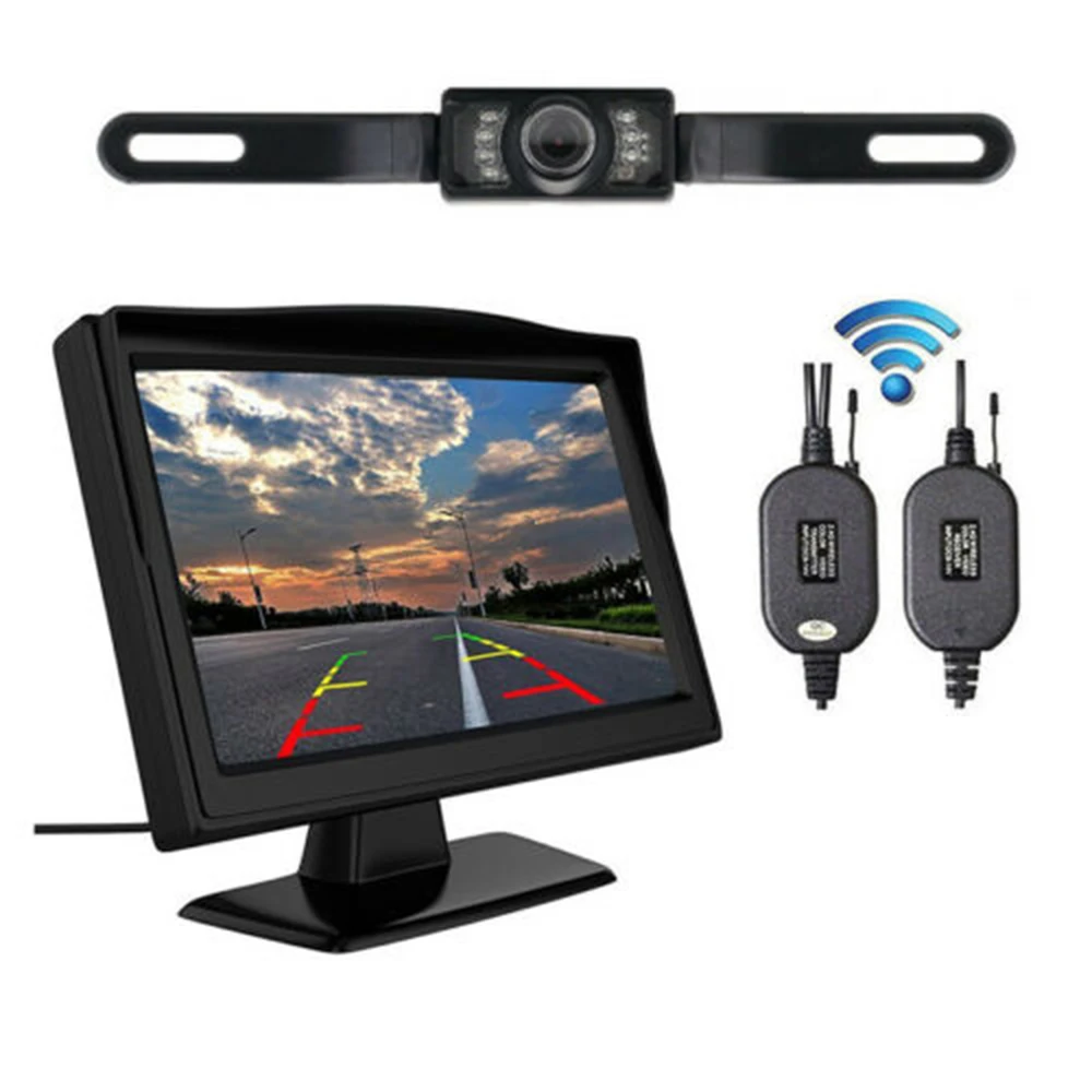 

5 inch LED Display TFT LCD Car Rear View Backup Monitor+Wireless Parking Night Vision Camera Kit Car Accessories
