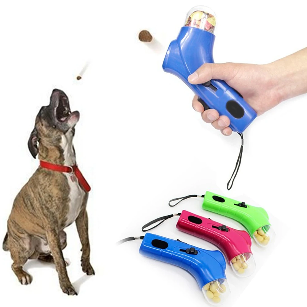 

Dog Cat Treat Launcher Snack Food Feeder Toy gun shape Catapult Pet Interactive Training Tool Dog Feeder Pet Food Catapult