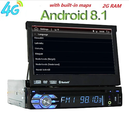 Excellent 7"Universal 1Din android8.1Car Audio DVD Player+Radio+GPS Navigation+Autoradio+Stereo+Bluetooth+PC+DVD Automotivo+SD USB RDS Aux 5