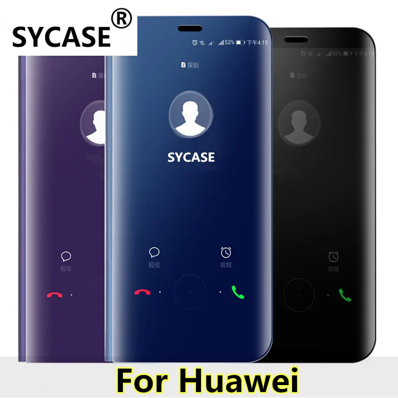 Sycase зеркало Clear View Smart Cover для huawei Y9 Y7Prime Y6 2018 Honor 9i 9 lIte 10 V10 чехол с режимом умного сна