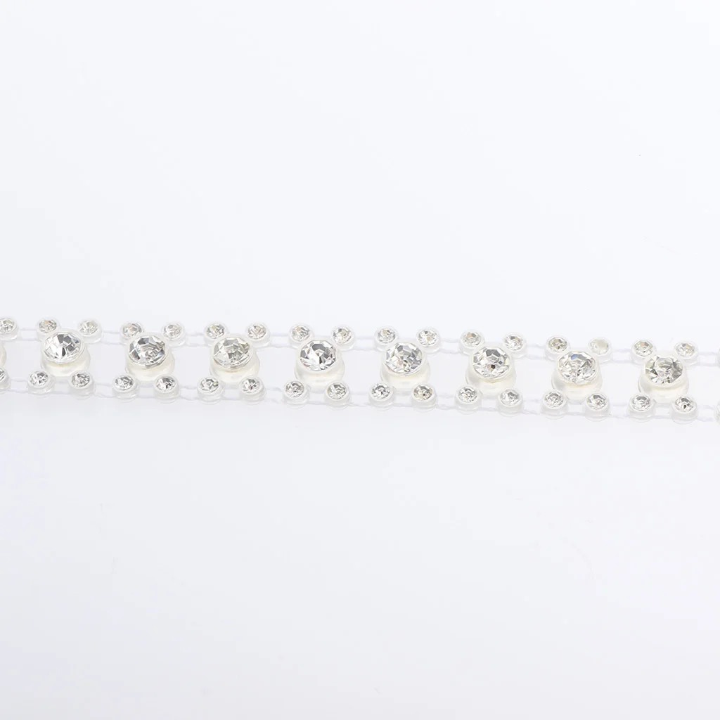 1 Yard Beaded Rhinestone Applique Sewing Trim for Headband Bridal Waist Belt Wedding Dress
