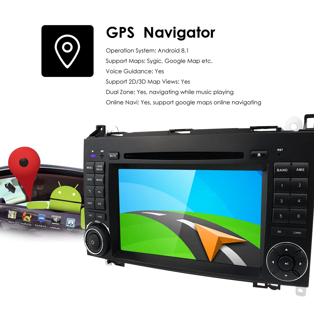 Excellent Ossuret Android 2 Din Auto Radio Car DVD GPS Head unit for Mercedes Benz B200 A B Class W169 W245 Viano Vito W639 Sprinter W906 17