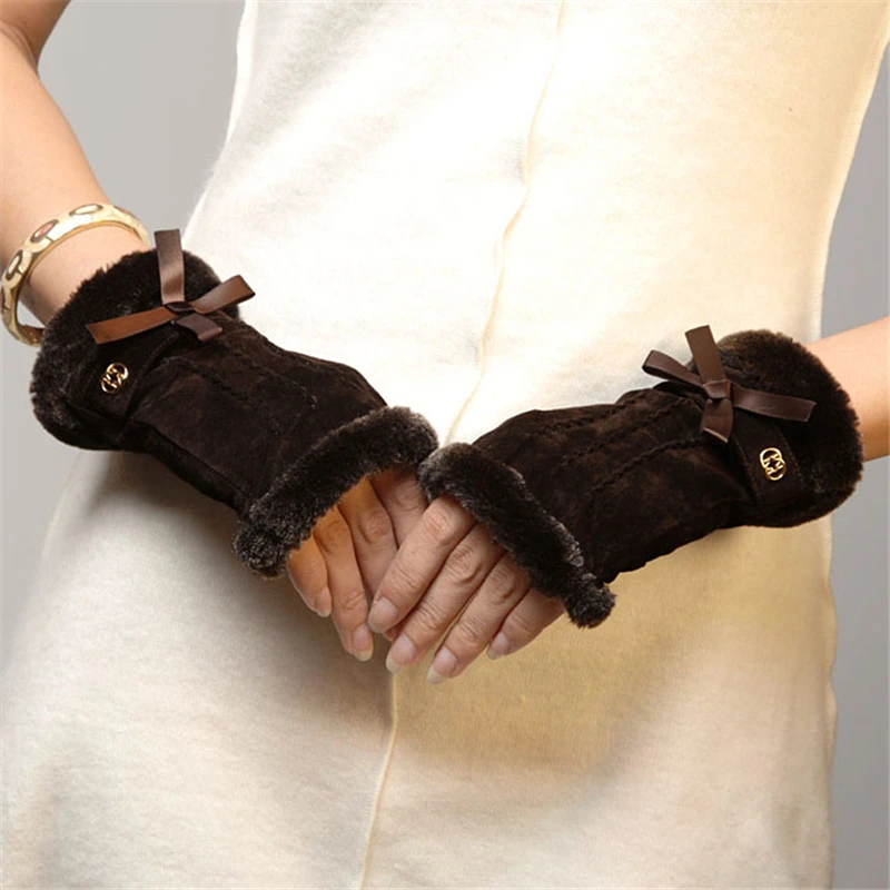 Gants en cuir véritable daim Mode femmes Fashion