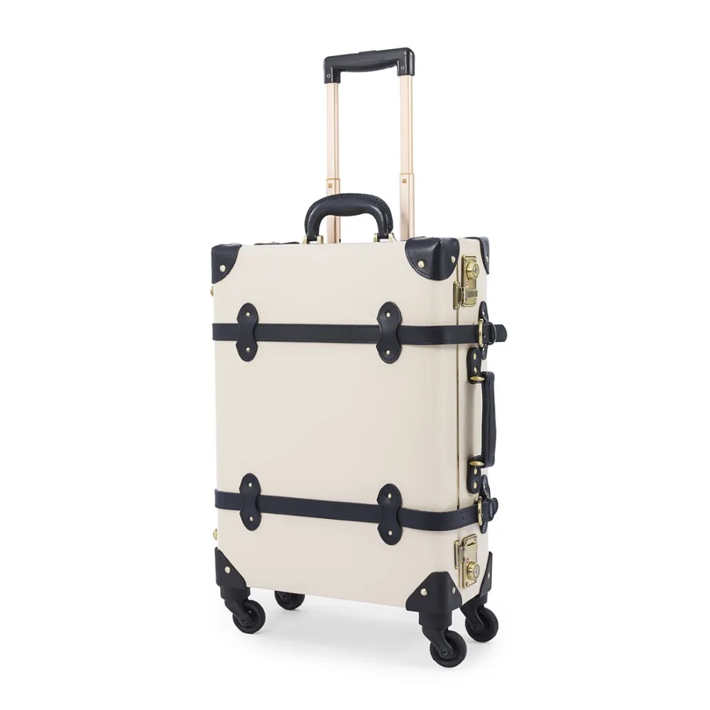 

20" Retro Genuine Leather Suitcase Mens Trunk Vintage Aluminum Frame TSA Lock Hardside Luggage Rolling Carry On Suitcase for Boy