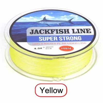 JACKFISH 8 нитей 100 м ПЭ плетеная рыболовная леска супер сильная рыболовная леска с посылка ловля карпа соленая гладкая плетеная леска - Цвет: Цвет: желтый