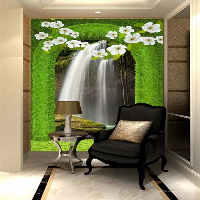 online shop beibehang large custom wallpaper green arches waterfall