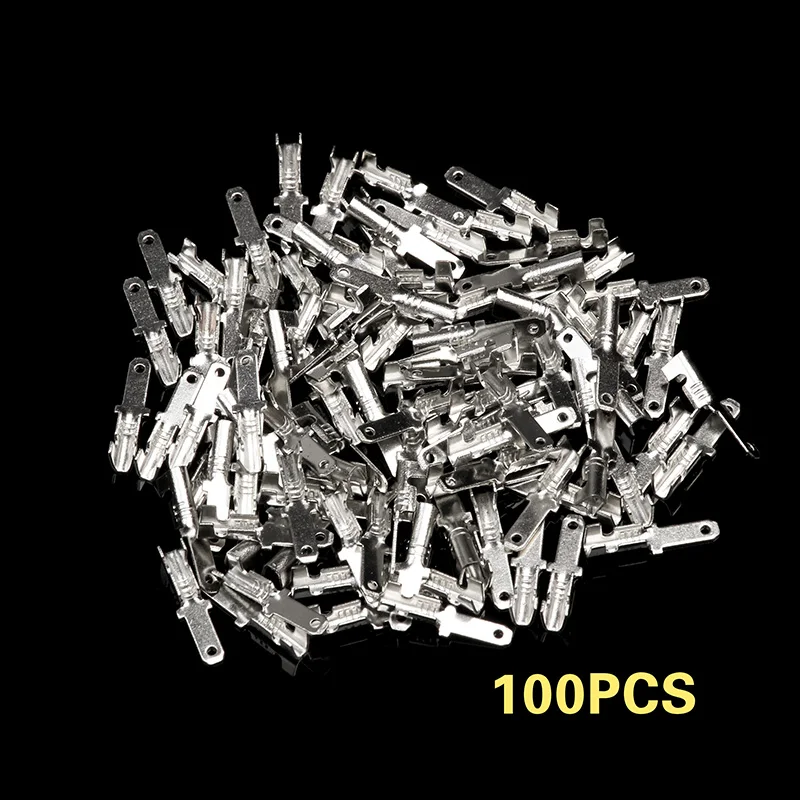 

100Pcs 2.8mm 4.8mm 6.3mm Electrical Wire Male Uninsulated Spade Crimping Terminal Wire Connector Kit