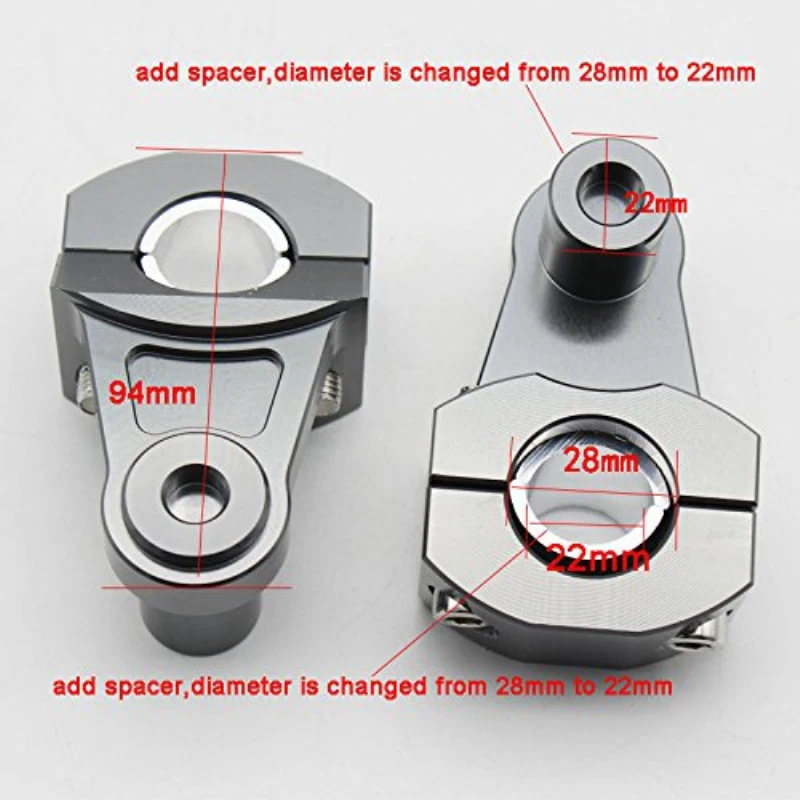 2 PCS Silver Aluminum 7/8" 22 mm Motorcycle Handle Bar Handle Fat Bar Mount Clamps Riser