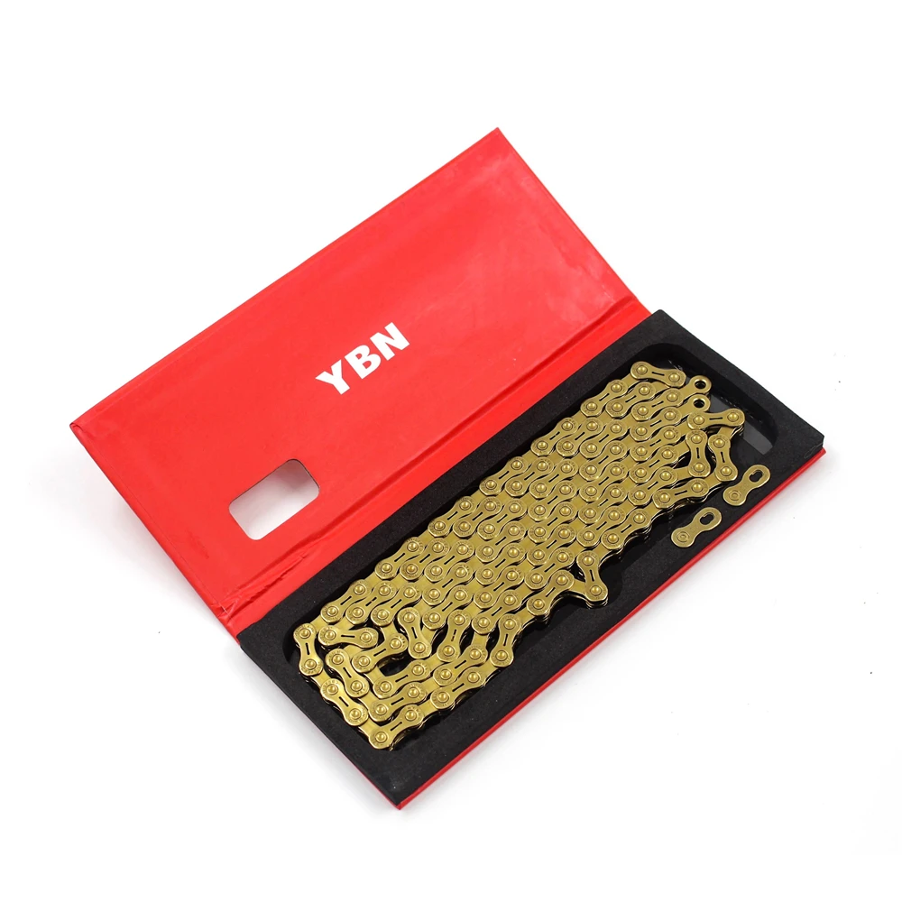 YBN 11 цепь для скоростного велосипеда SLA H11-TIG Золотое титановое покрытие MTB цепь для дорожного велосипеда для SRAM/Campanolo System YBN 11 цепь для скоростного велосипеда SLA H11-TIG Золотое титановое покрытие MTB цепь для дорожного велосипеда для SRAM/Campanolo System