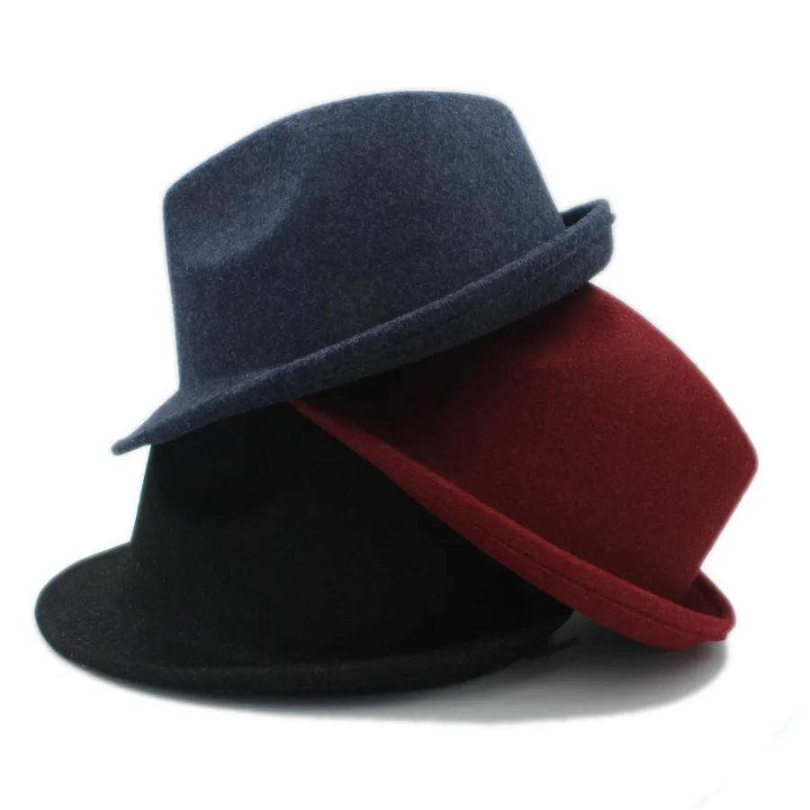 

Unisex Fashion 100% Wool Fedora Hat For Men Women Woolen Autumn Felt Trilby Dome Church Cloche Cap