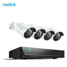 Reolink 4MP Camera System 8ch PoE NVR&4 PoE IP Cameras Bullet Outdoor HD Video Surveillance Kit 2TB HDD RLK8-410B4