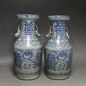 

Rare Qing Dynasty porcelain vase,white and blue,A pair,best collection & adornment, Free shipping