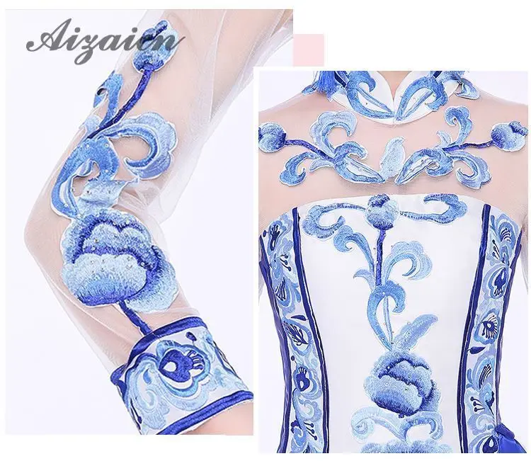 Sirena estilo восточные vestidos de noche largo vestido chino для женщин Qipao Negro Dragón ropa Cheongsam disemino personalizado