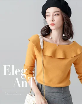 

Ruffles Sweater Pullover For Women 2019 Fall Winter Tricots Tops Mujer Knitwear Elasticity Female Jumper Knitted Coat Femme