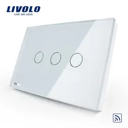 Livolo стандарт США/Австралии, беспроводной переключатель VL-C303R-81, кристально водонепроницаемое стекло, пульт дистанционного управления 433,92