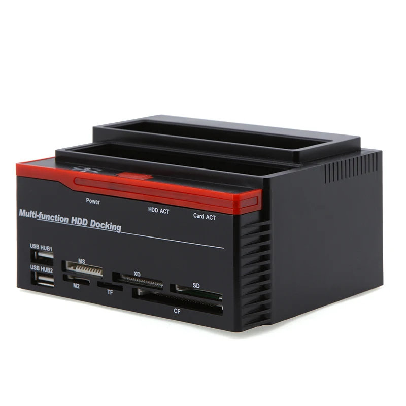 

SATA USB2.0 Card Reader All In 1 HDD Docking Station External HDD Box 2.5" 3.5" IDE Two External Storage Enclosure for Computer