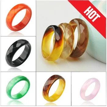 Hot sale natural red agate jade ring jewelry semi precious stone engagement wedding rings for women and men semi stone ring