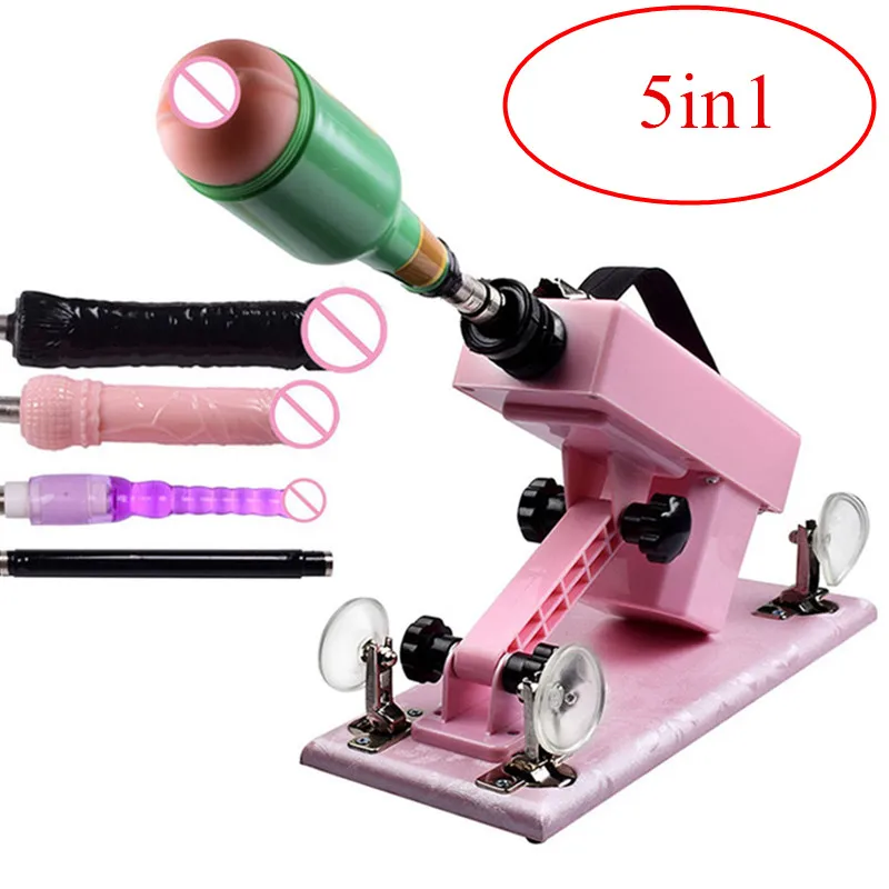 Get  5in1 Automatic Thrusting Fold Sex Machine Pumping Gun with Masturbators Cup and Big Dildo Sex Furni