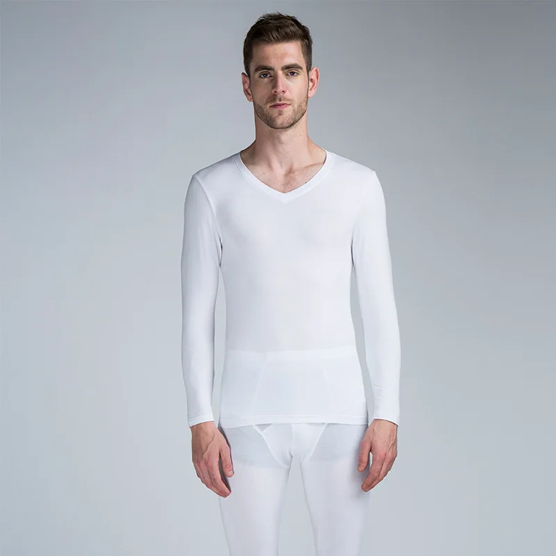 Long johns men modal thin thermal underwear V neck elastic body shapers Asian size XL to 6XL very large size 4
