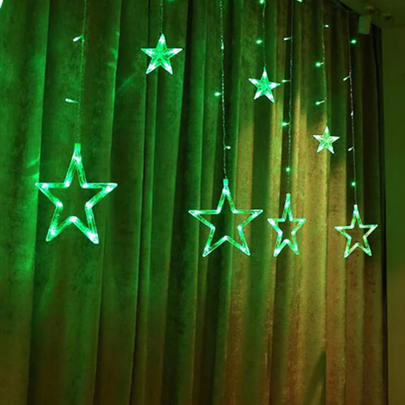 Светодио дный светодиодные Рождественские огни светодио дный светодиодные сказочные занавески пентаграмма звезда струнная лампа Фея