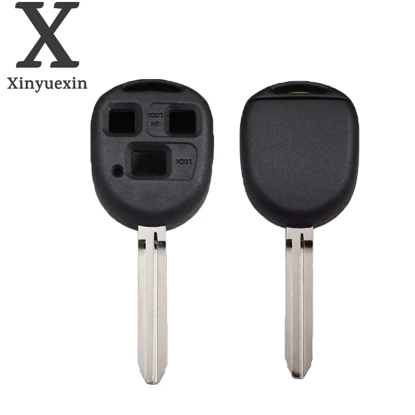 Xinyuexin Replacement 3 Buttons Remote Car Key Cover Shell Fit for TOYOTA Yaris Land Cruiser Camry With Toy43 Blade xinyuexin car key shell for mazda 3 5 6 2 3 buttons remote key fob folding flip plastic case uncut blade car accessories