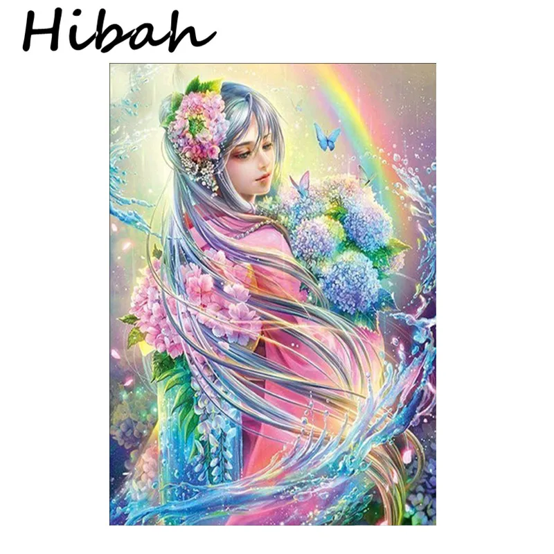 

DIY 5D Diamond Embroidered Rubik's Diamond Mosaic Picture Flower Fairy Round Diamond Painting Cross Stitch Kit