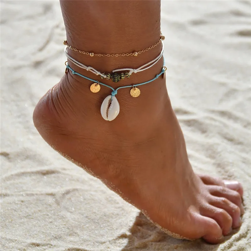 

NEWBUY Bohemian Beads Ankle Bracelet for Women Leg Chain Round Tassel Anklet Vintage Foot Jewelry Accessories
