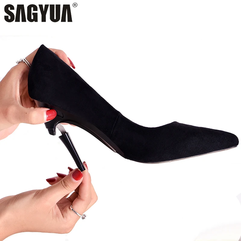 

Newest Heel Foldable Autumn Winter Lady Women Fashion Sexy Concise Full Genuine Leather Pumps Height Heels Stilettos Shoes T893