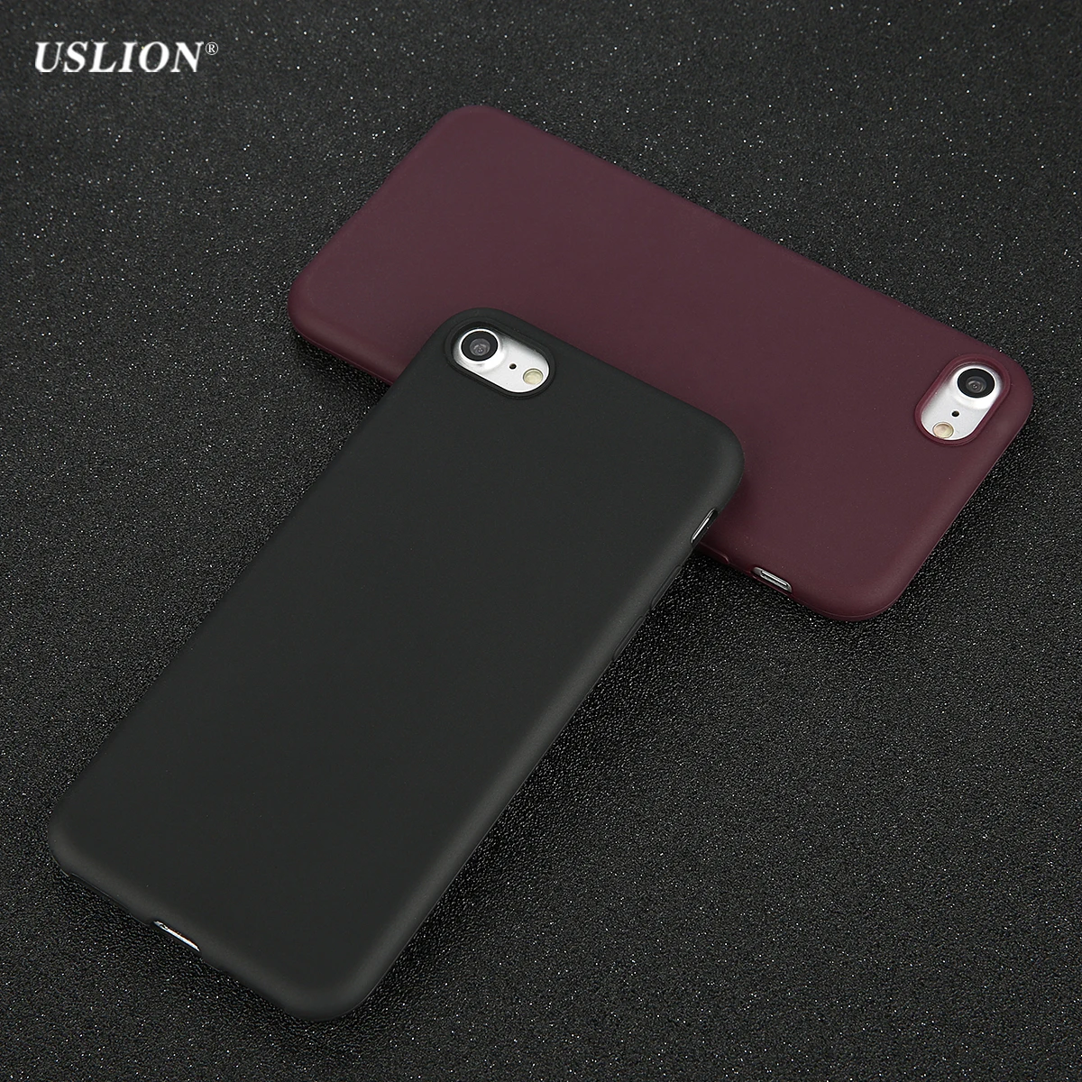 USLION Phone Case For iPhone 7 6 6s 8 X Plus 5 5s SE XR XS Max Simple Solid Color Ultrathin Soft TPU Case Candy Color Back Cover