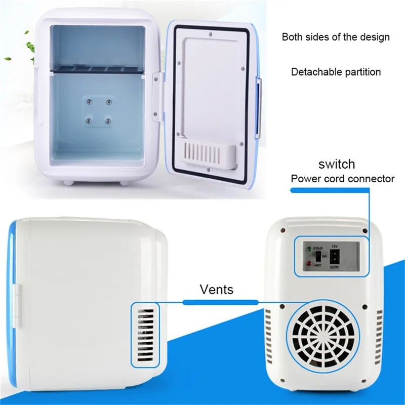 4L Mini Fridge 2 In 1 Less Noise Car Refrigerator Portable Geladeira Freezer Cooling Heating Box Fridge Fishing Camping