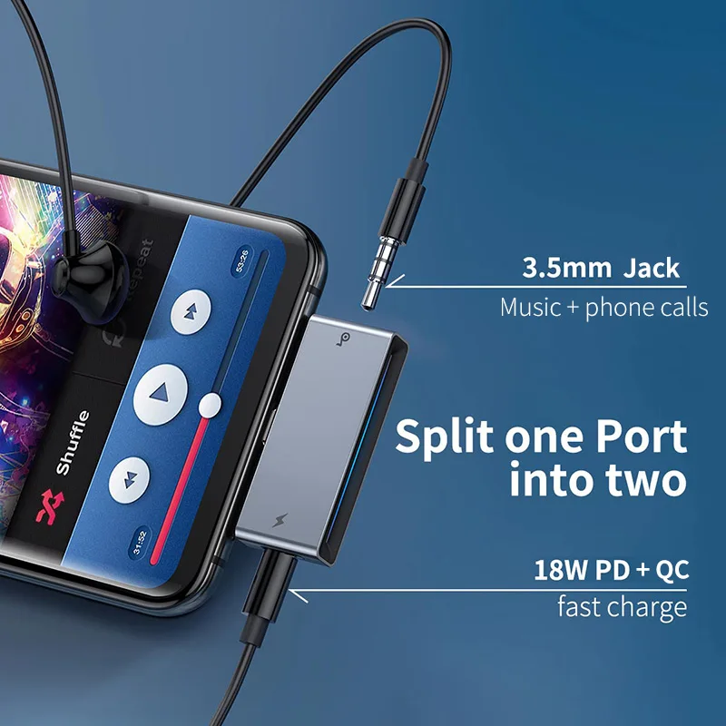Переходник Baseus с USB Type C на 3 5 мм для наушников адаптер AUX Xiaomi Redmi Note 7 Huawei P20 P30 Pro