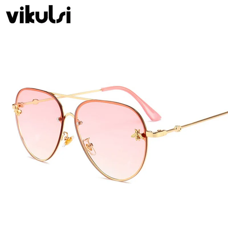 

Exquisite Rimless Sunglasses Women Men Luxury Little Bee Brand Sun Glasses For Female Pink Shades Oculos Eyewear UV400