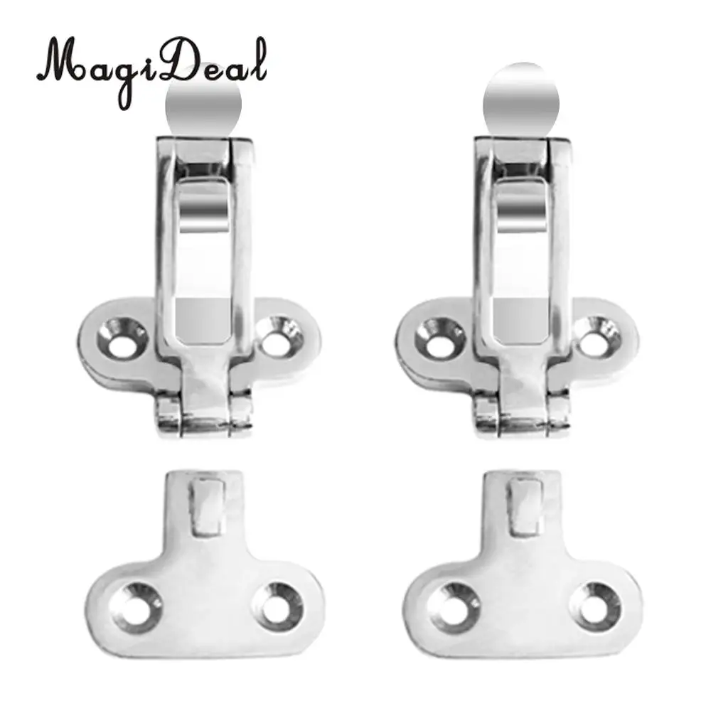 MagiDeal New Hot Sale 2Pcs Stainless Steel Marine Boat Anti-Rattle Latch Fastener Clamp for Locker Yacht Door Application Silver