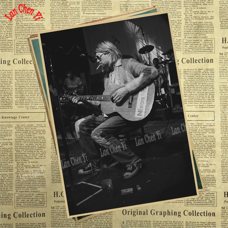 Курт Кобейн, Нирвана рок-музыка Ретро плакат, крафт-бумага бумажные плакаты постер для бара/Кафе Ретро плакат настенный стикер декор комнаты - Цвет: Прозрачный