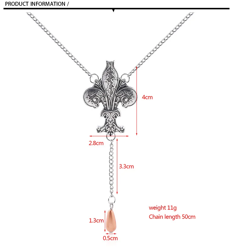 The Originals Vampire Diaries Always And Forever Charm Necklace Fleur de Lis Long Necklace for Women Girls Pendant Jewelry