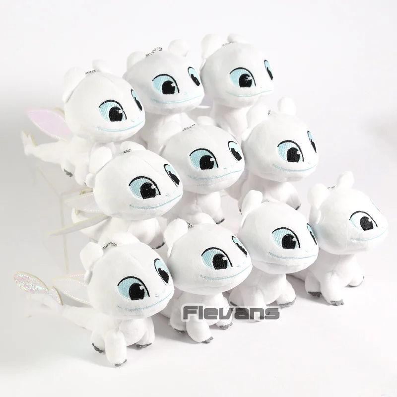 

How To Train Your Dragon The Hidden World Light Fury Mini Pendants Soft Stuffed Toys Plush Dolls 10pcs/lot
