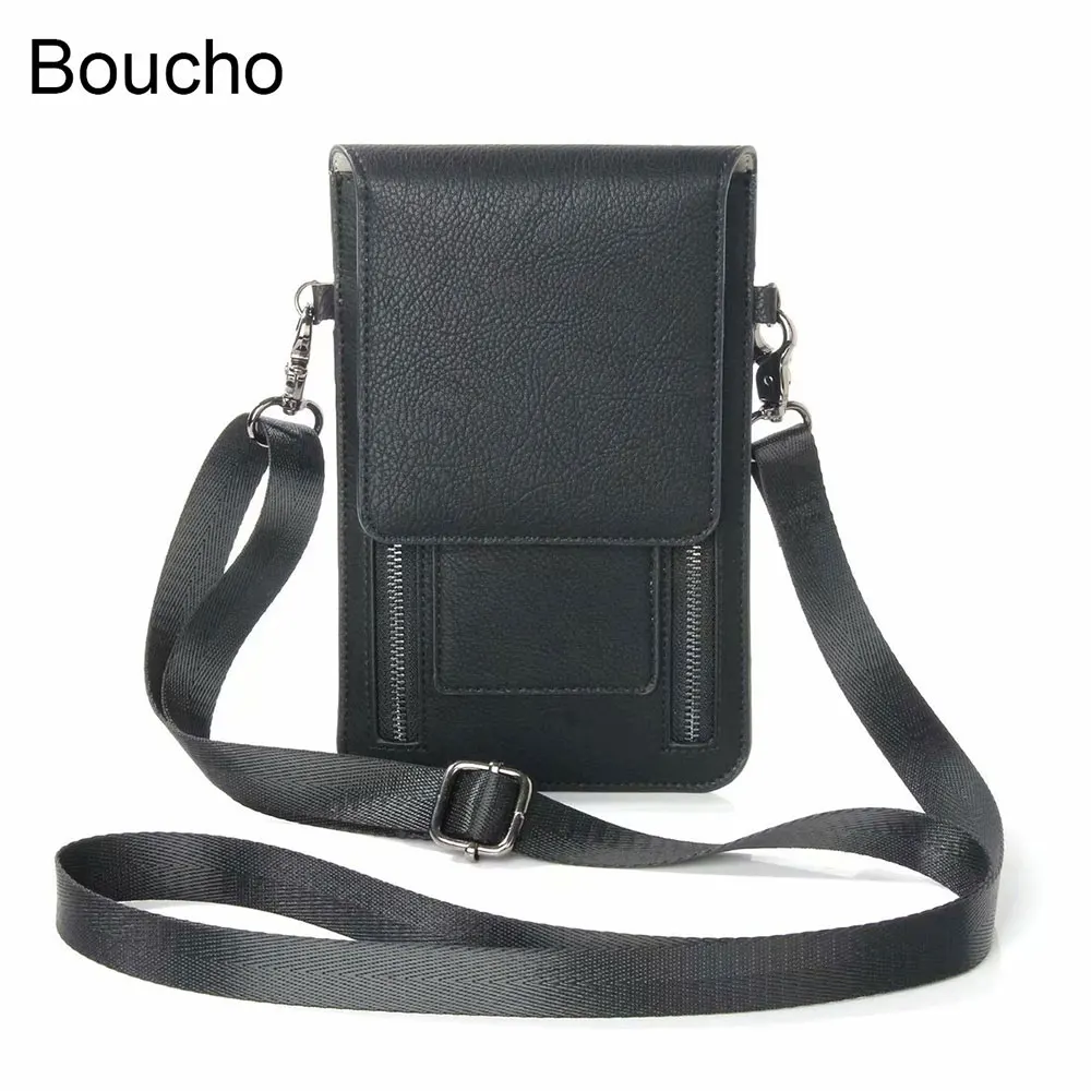 

Boucho Vintage Universal Shoulder Bag Wallet luxury 6.3 inch Neck Strap Shoulder bag for iPhone Samsung for Huawei Walle Package