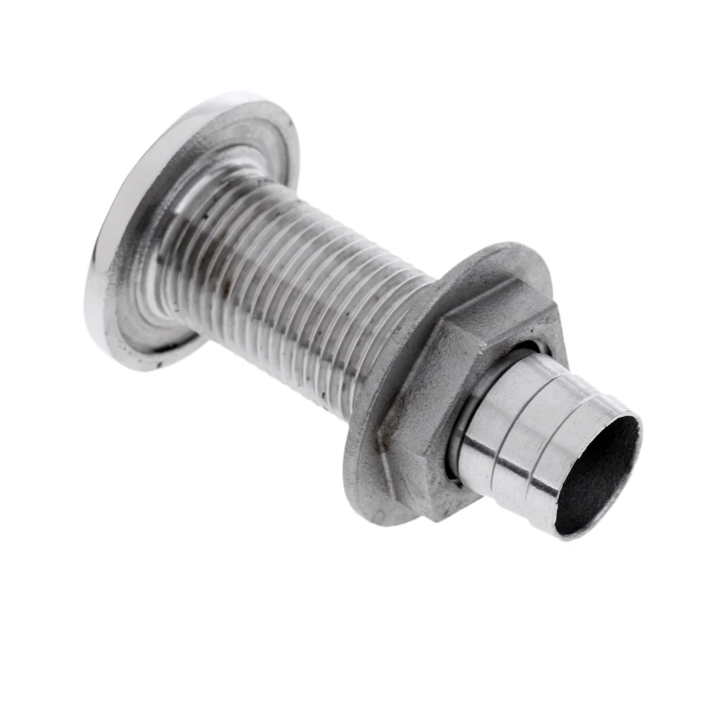 Premium 316 Stainless Steel Boat Thru Hull Fitting Drain Scupper Plumbing Hose Barb for Marine Boat Yacht