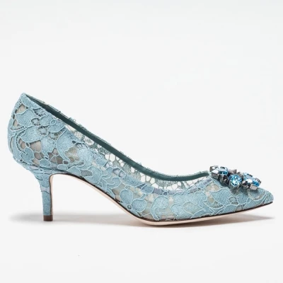 Light Blue Heel 6cm Кружевные туфли-лодочки ярких цветов; женские туфли-гладиаторы с острым закрытым носком; удобные женские туфли-лодочки из натуральной кожи; Zapatos - Цвет: Light Blue Heel 6cm