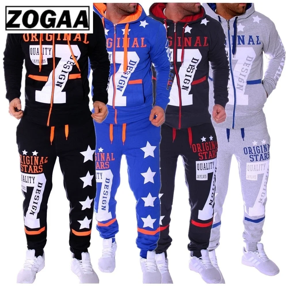 ZOGAA, комплект из 2 предметов, мужская мода, толстовки, набор, костюмы, хит, Цветная Мозаика, звезды, свитер, спортивный костюм, мужской спортивный костюм, набор, Мужская одежда