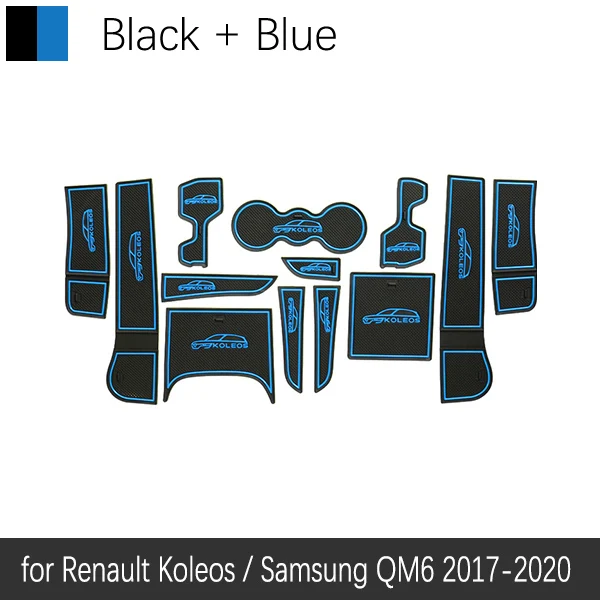 Анти-скольжения затворный слот мат для Renault Koleos MK2 samsung QM6 подстаканники колодки аксессуары наклейки для автомобиля - Название цвета: Синий